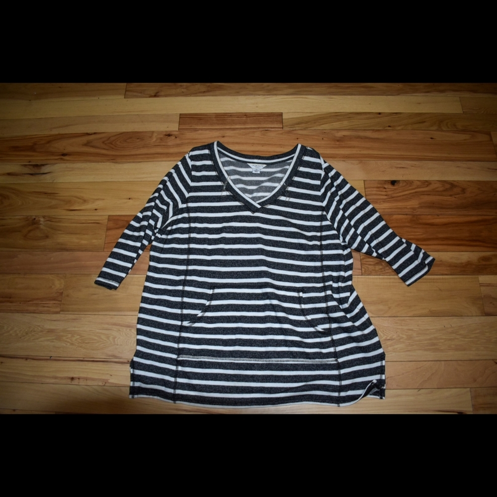 Black and White Striped Top.